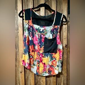 Silence + Noise Pink Red Yellow Floral Backless Tank Top-M